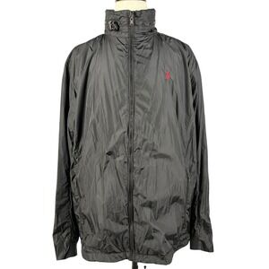 Polo Ralph Lauren Retford Windbreaker Mens XLT Black Nylon Packable Hood Jacket